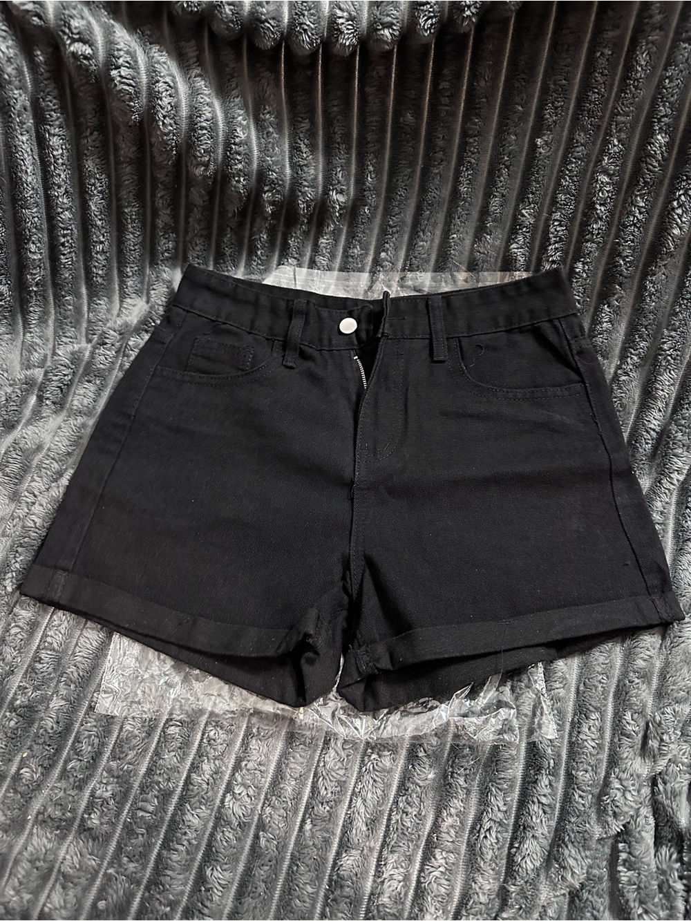 Black High-Rise Denim Women's Shorts